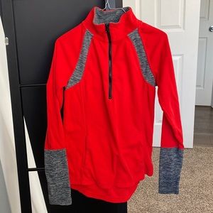 Red and gray pullover